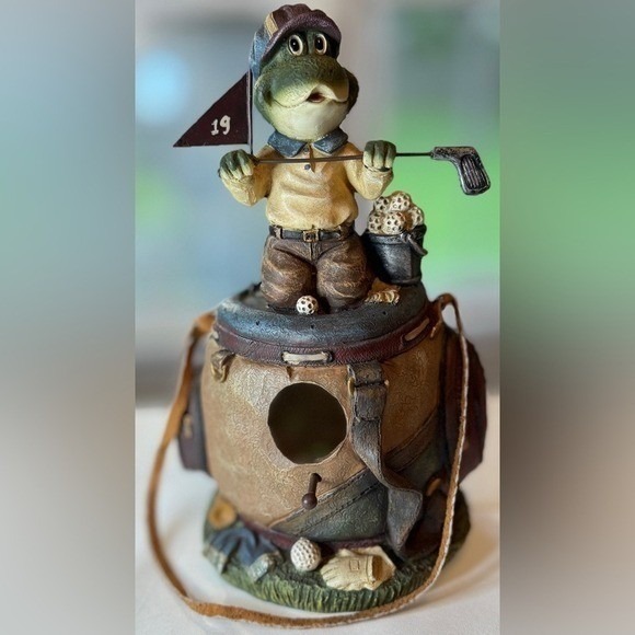 Frog Golfer Birdhouse Brown Green Gift - Picture 7 of 16